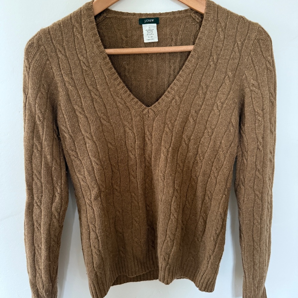 J.Crew V-neck cable sweater